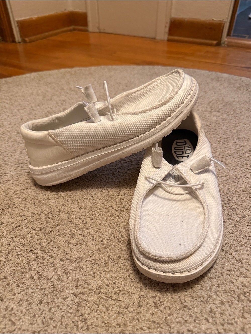 Hey Dude White Canvas Slip-On Loafers